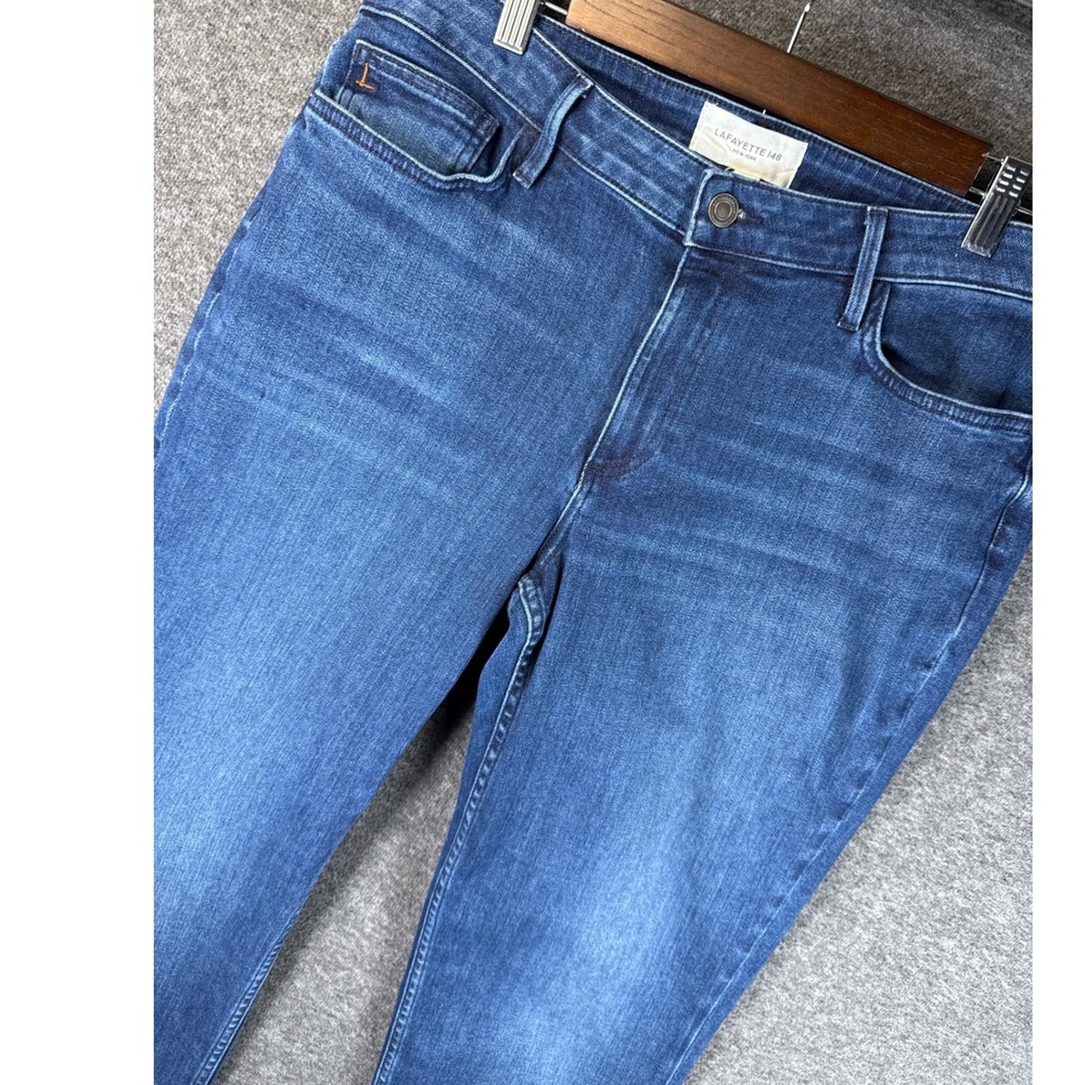Lafayette 148 New York Mercer Denim Jeans Womens Size 32 Blue Made in USA Preppy